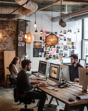 working together for projects in office